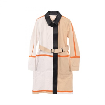 FENDI Stainless collar coat leather cotton White Beige Multicolor #44 Used Women