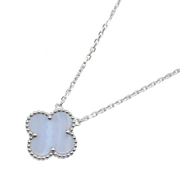 Van Cleef & Arpels Vintage Alhambra Necklace 18KWG Gold Chalcedony Used women