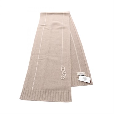 HERMES Maillons Traces Scarf stole wrap echarpe cashmere Beige Women