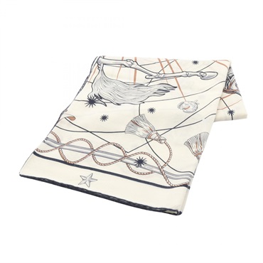 HERMES Carre　140 CHORUS STELLARUM Scarf wrap echarpe silk cashmere Beige Used