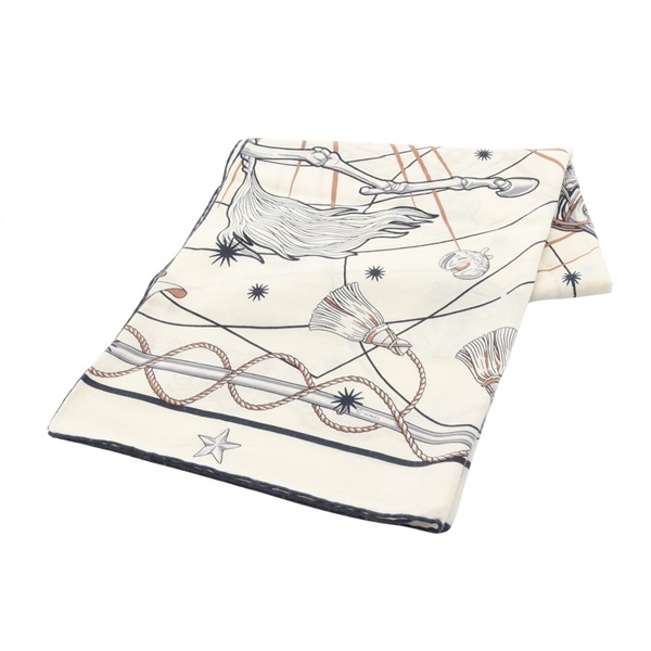 HERMES Carre　140 CHORUS STELLARUM Scarf wrap echarpe silk cashmere Beige Used