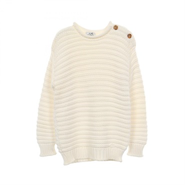 HERMES Knit Pullover Knitwear cotton White #XS Used Women