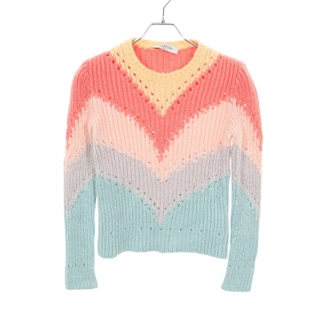 Valentino Knit Pullover Sweater Silk Pink Multicolor Used Women #S