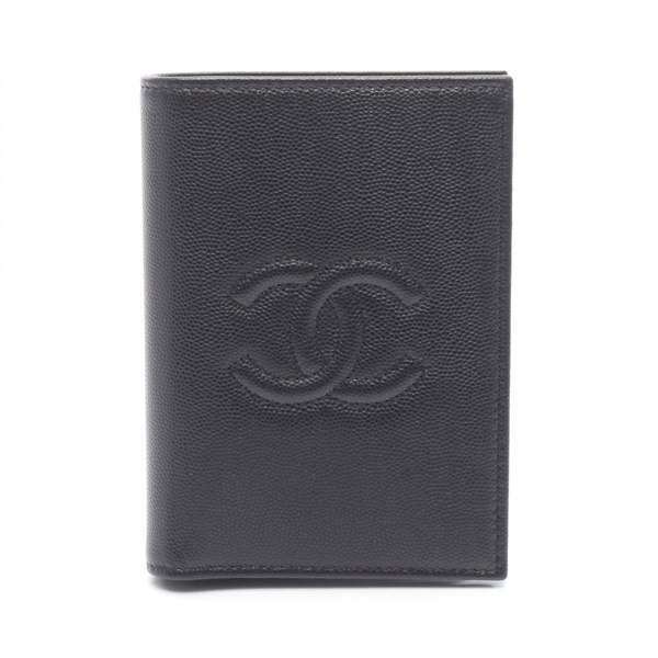 CHANEL COCO Mark Passport Travel Card Case holder AP4665 leather Black GHW Used