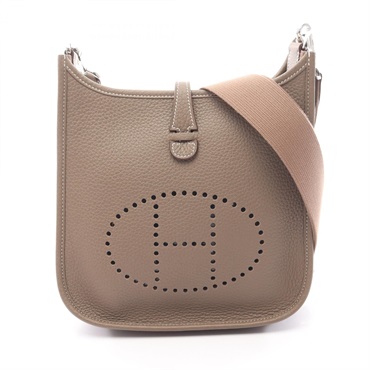 HERMES Evelyne 23 Shoulder crossbody Bag K Taurillon Clemence Etoupe Grey SHW