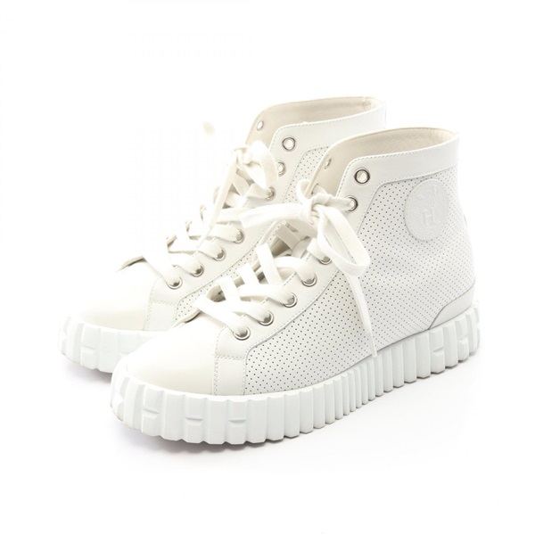 HERMES sneakers shoes #35.5  high-cut lace-up leather White Used Women