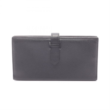 HERMES Bearn Soufflet Bifold purse wallet B Epsom leather Black Used Women BKHW