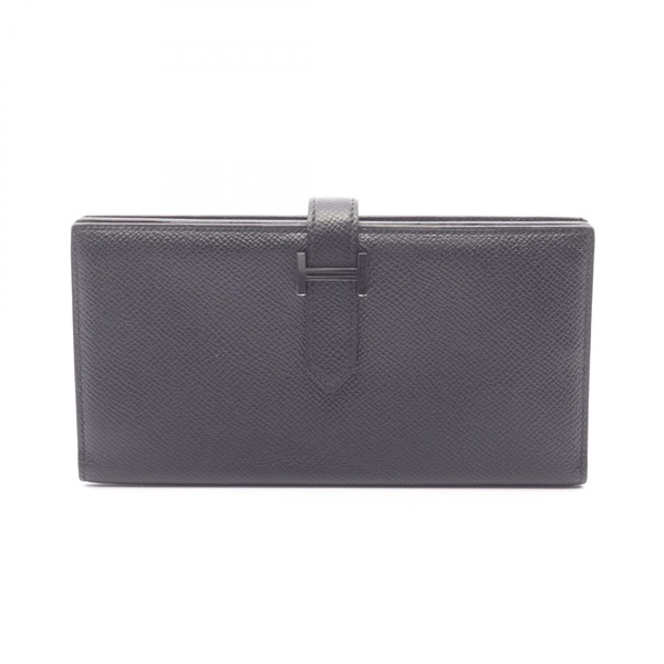 HERMES Bearn Soufflet Bifold purse wallet B Epsom leather Black Used Women BKHW