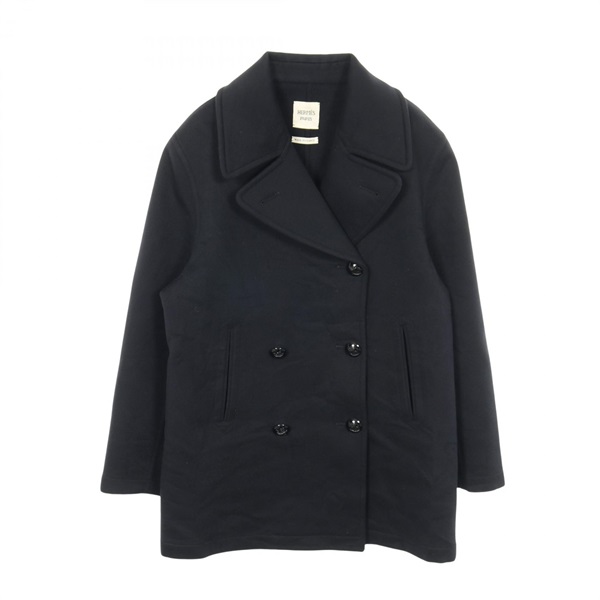 HERMES pea coat cashmere Navy #40 Used Women