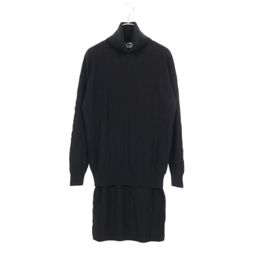 HERMES Set-up cashmere Black #34 Used Women