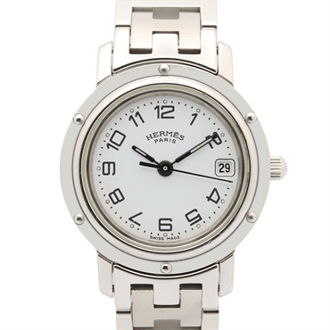 HERMES Clipper Wrist Watch CL4.210 Quartz Stainless Steel Used Women