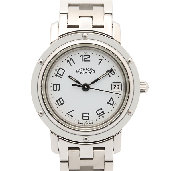 HERMES Clipper Wrist Watch CL4.210 Quartz Stainless Steel Used Women