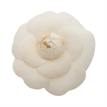 CHANEL Camelia Brooch Fabric White Used Women CC Coco