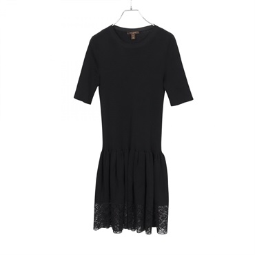 LOUIS VUITTON Monogram Dress RW132W F4KD08ODB cotton Black Used LV size L