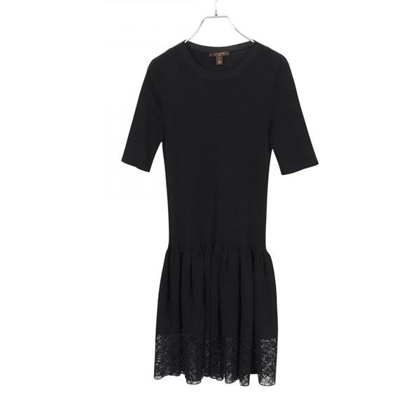 LOUIS VUITTON Monogram Dress RW132W F4KD08ODB cotton Black Used LV size L