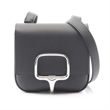 HERMES Della Cavalleria mini Shoulder Crossbody Bag Epsom leather Black Used W