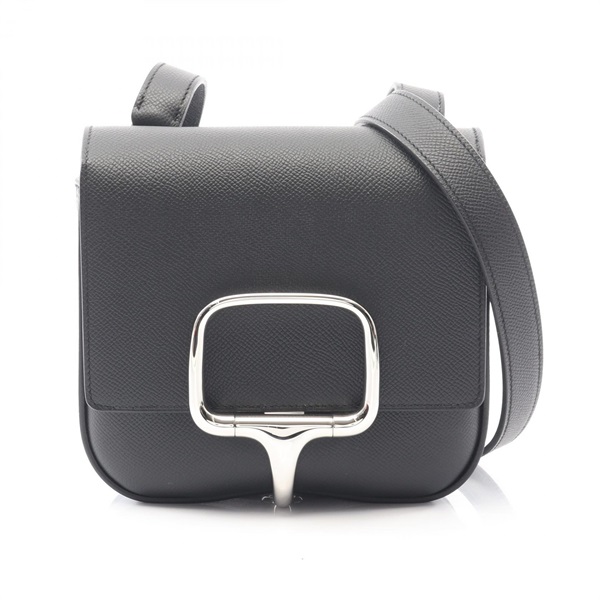 HERMES Della Cavalleria mini Shoulder Crossbody Bag Epsom leather Black Used W