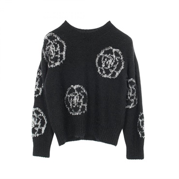 CHANEL Camelia knitwear Sweater silk cashmere wool Black Used Women size 36 CC