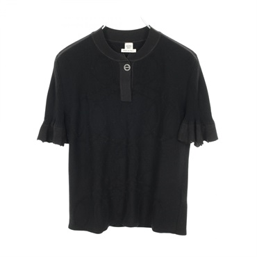 HERMES Palefroi Remix Short sleeve Knitwear T-shirt 5H2675DF wool Black Used #38