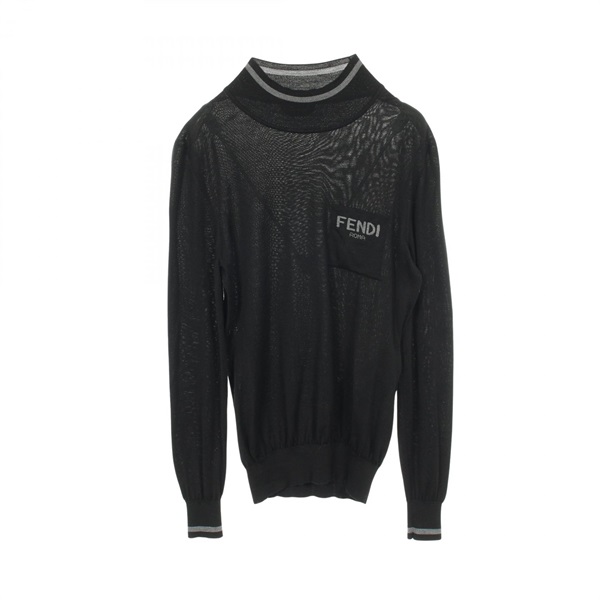 FENDI Crewneck Knitwear Sweater #38 silk Black Used Women
