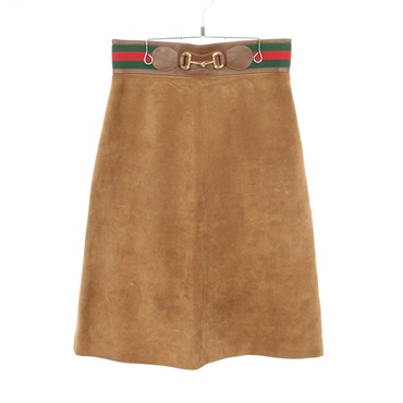 GUCCI Horsebit Sherry Line skirt 626888 Suede leather Brown Used Women size 44