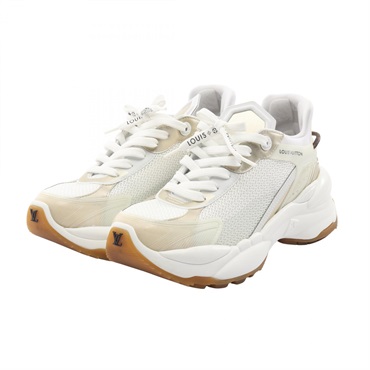 LOUIS VUITTON Lin55 sneakers #37 shoes Fabric leather White Gold Used Women
