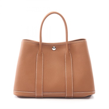 HERMES Garden party TPM Tote Bag K Negonda leather Gold Used SHW women