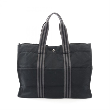 HERMES Fourre-tout GM Tote hand Bag canvas Black Used SHW unisex