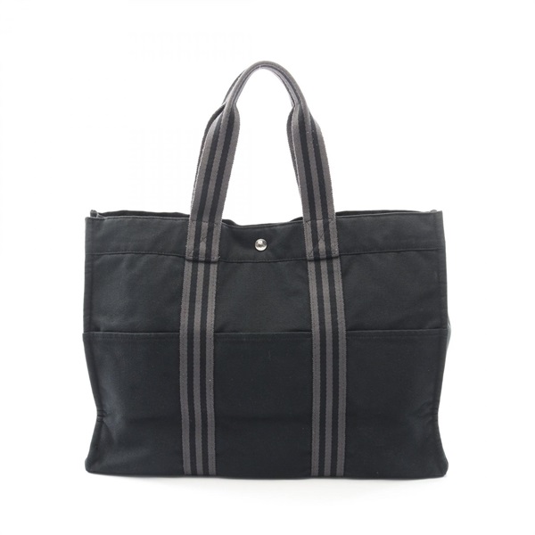 HERMES Fourre-tout GM Tote hand Bag canvas Black Used SHW unisex