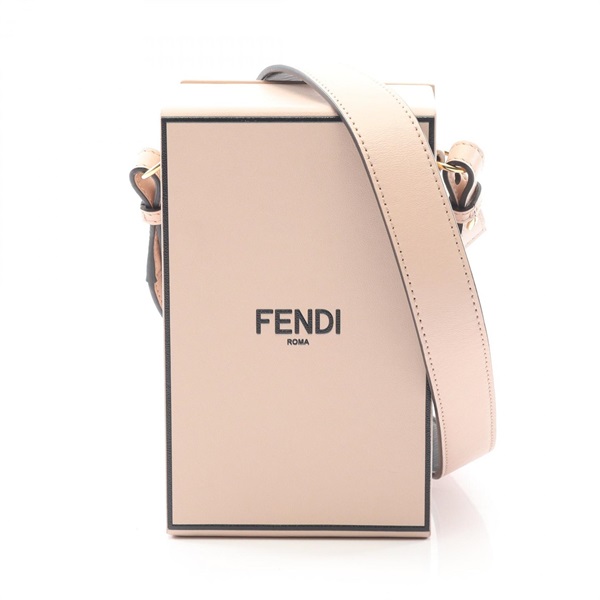 FENDI Box Shoulder Crossbody Bag leather Pink logo Used Women
