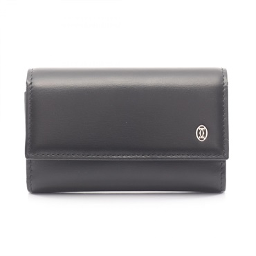 CARTIER Pasha Key holder case L3000127 leather Black Used mens