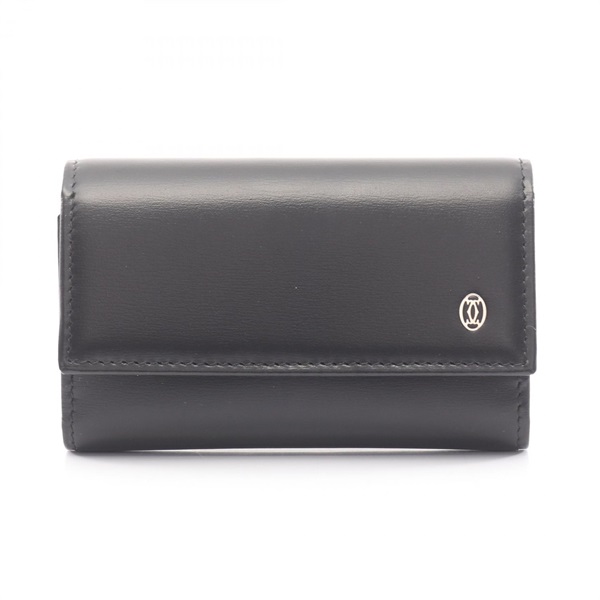 CARTIER Pasha Key holder case L3000127 leather Black Used mens