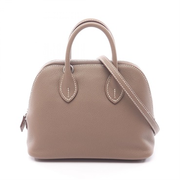 HERMES Bolide 1923 Mini crossbody Handbag K Evercolor Etoupe Grey SHW Used Women