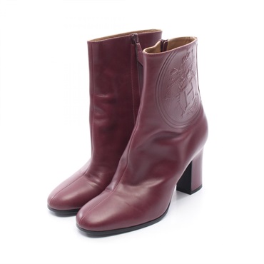 HERMES Bookplate boots leather Bordeaux #36 Used Women
