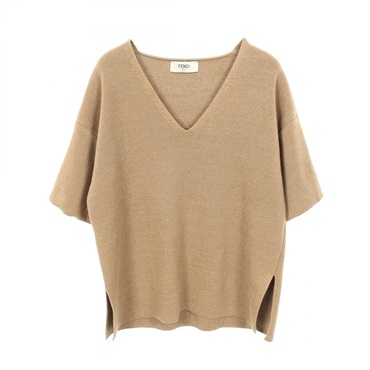 FENDI knitwear Sweater FZD45AUIO Fabric silk cotton Beige Used Women size 36