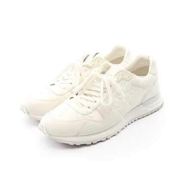 LOUIS VUITTON Runaway Line sneakers shoes #8 1/2 Monogram Emboss White Used LV