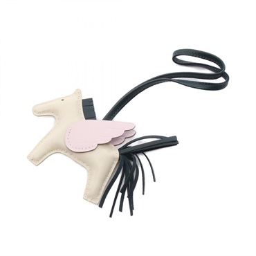 HERMES Rodeo Pegasus PM charm B Agneau milo swift craie Vert cypres Mauve Pale