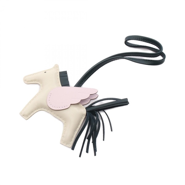 HERMES Rodeo Pegasus PM charm B Agneau milo swift craie Vert cypres Mauve Pale