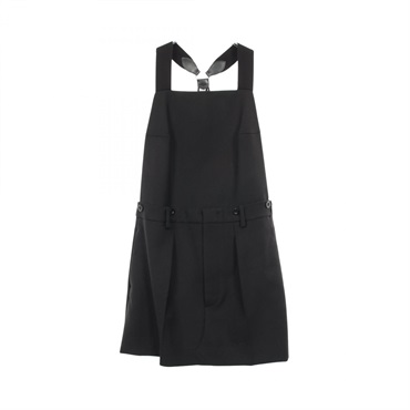 PRADA Backless suspender gabardine mini dress #36 skirt wool Black Used Women