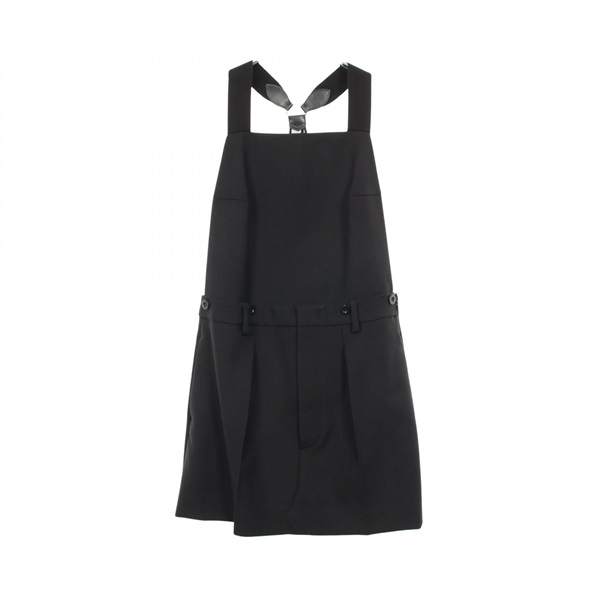 PRADA Backless suspender gabardine mini dress #36 skirt wool Black Used Women