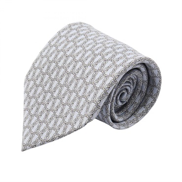 HERMES Tie Silk Blue Used mens