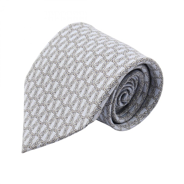 HERMES Tie Silk Blue Used mens