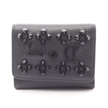 Christian Louboutin Lupin the Sky Studs Tri-fold wallet purse leather Black Used