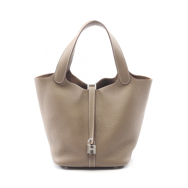 HERMES Picotin Lock MM tote bucket Handbag K Taurillon Clemence Etoupe Used SHW