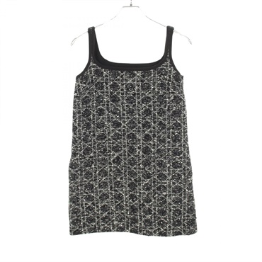 Christian Dior macro cannage sleeveless Dress #34 cotton Black White Used Women