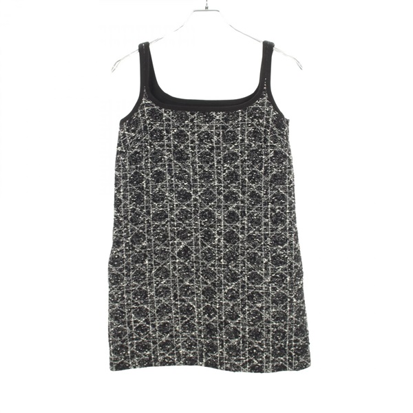 Christian Dior macro cannage sleeveless Dress #34 cotton Black White Used Women