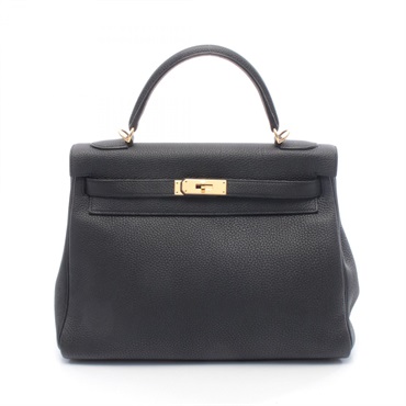 HERMES Kelly 32 Shoulder Handbag Togo leather Black GHW Used Women A