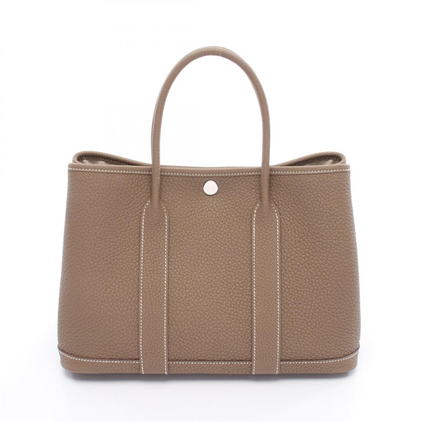 HERMES Garden party TPM Tote Handbag Negonda leather Gray Etoupe Grey SHW K