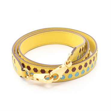 HERMES Bandouliere Shoulder strap Epsom leather Yellow Used Women D GHW