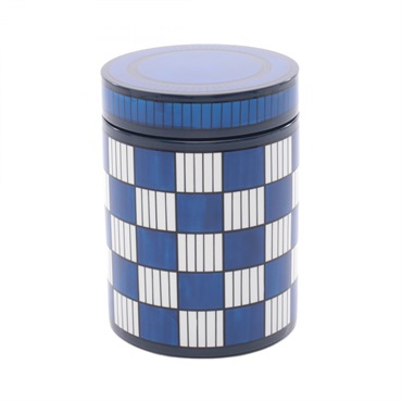 HERMES Tea Box Bleus d'Ailleurs Blue Daiyuru Stainless Steel Blue White Used